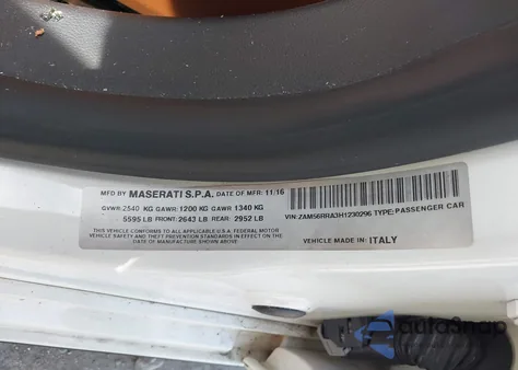 2017 Maserati Quattroporte S Q4 from USA, damaged, VIN ZAM56RRA3H1230296